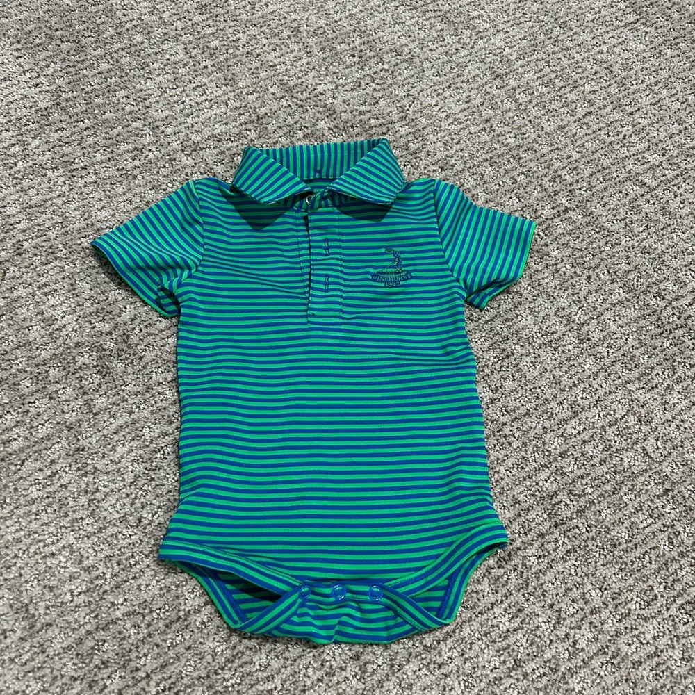 Garb Green and Blue Striped Polo “Pinehurst” Onesie
